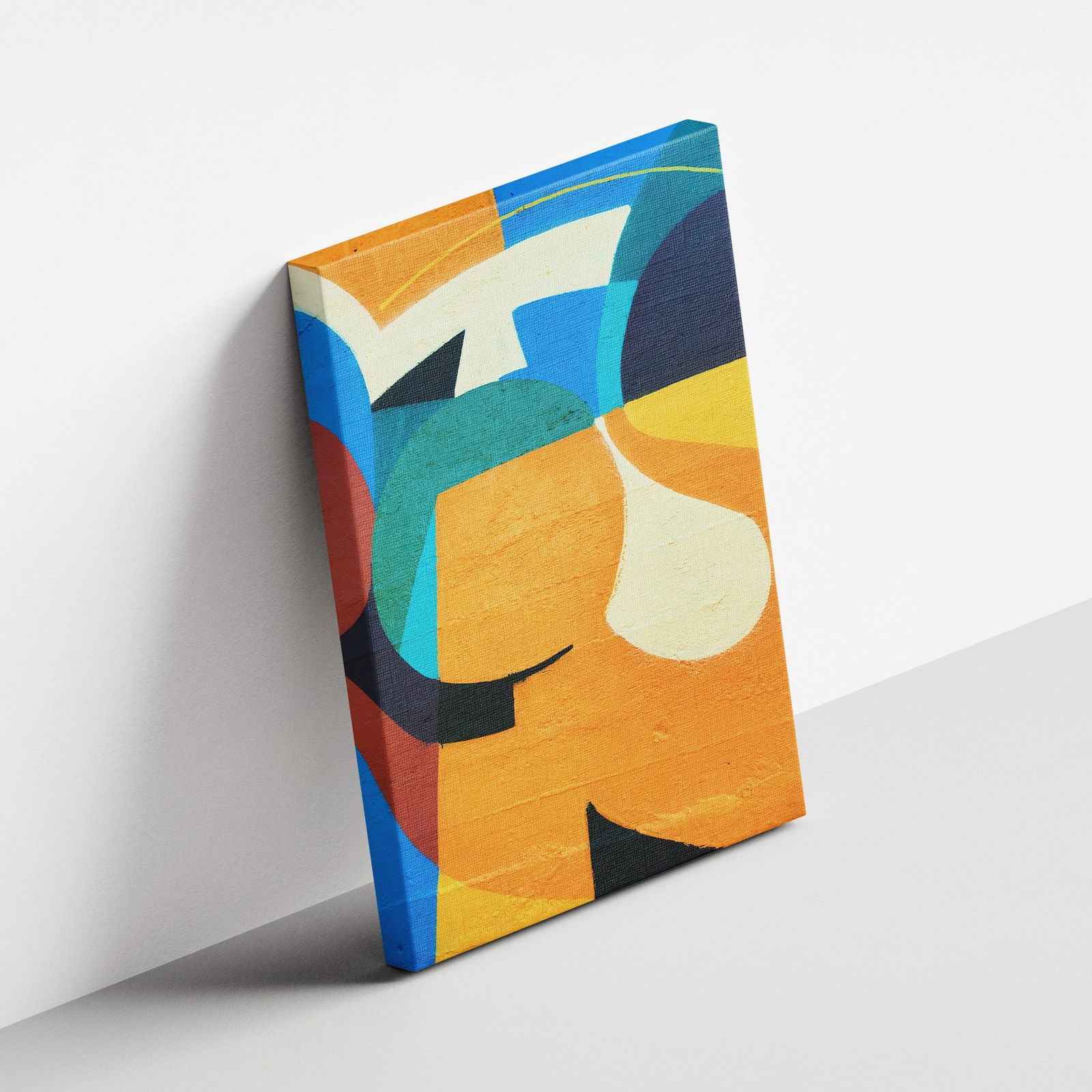 Blue & Orange Modern Street Graffiti - Framed Canvas Wall Art Print | House Prints