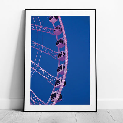 Blue & Pink Fairground Wheel - Rolled Poster Wall Art Print - House Prints
