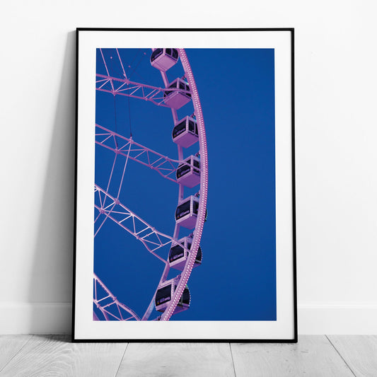 Blue & Pink Fairground Wheel - Rolled Poster Wall Art Print - House Prints