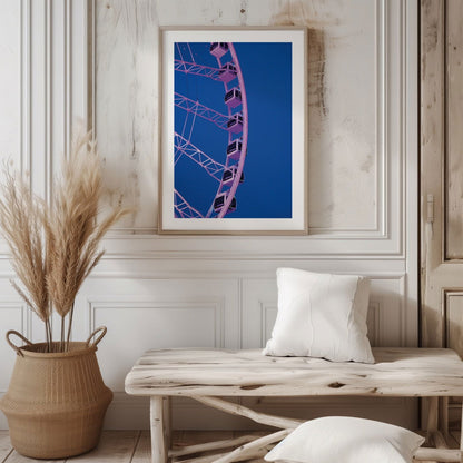 Blue & Pink Fairground Wheel - Rolled Poster Wall Art Print - House Prints