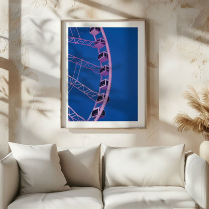 Blue & Pink Fairground Wheel - Rolled Poster Wall Art Print - House Prints