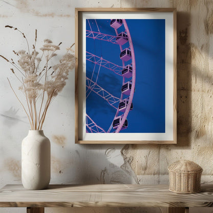 Blue & Pink Fairground Wheel - Rolled Poster Wall Art Print - House Prints