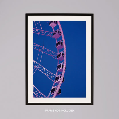 Blue & Pink Fairground Wheel - Rolled Poster Wall Art Print - House Prints