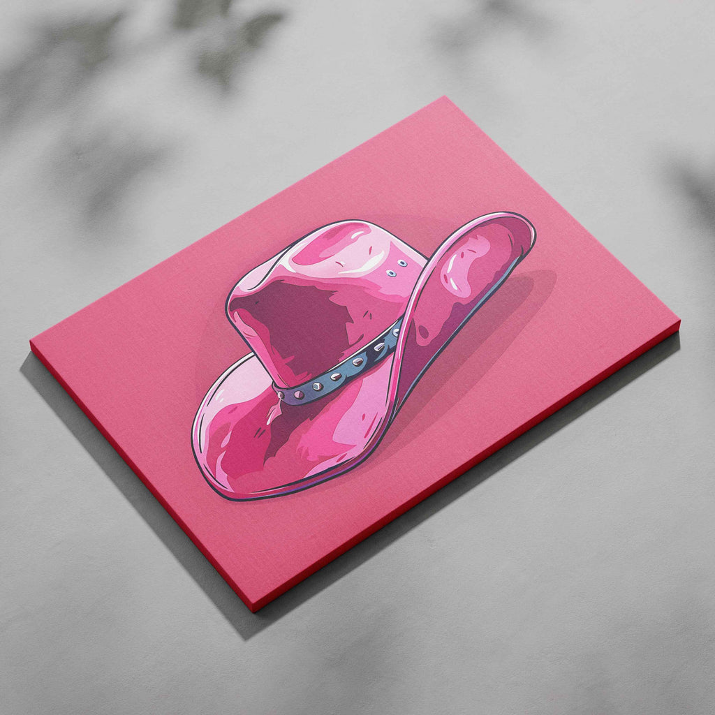 Bold Pink Cowboy Hat - Framed Canvas Wall Art Print | House Prints