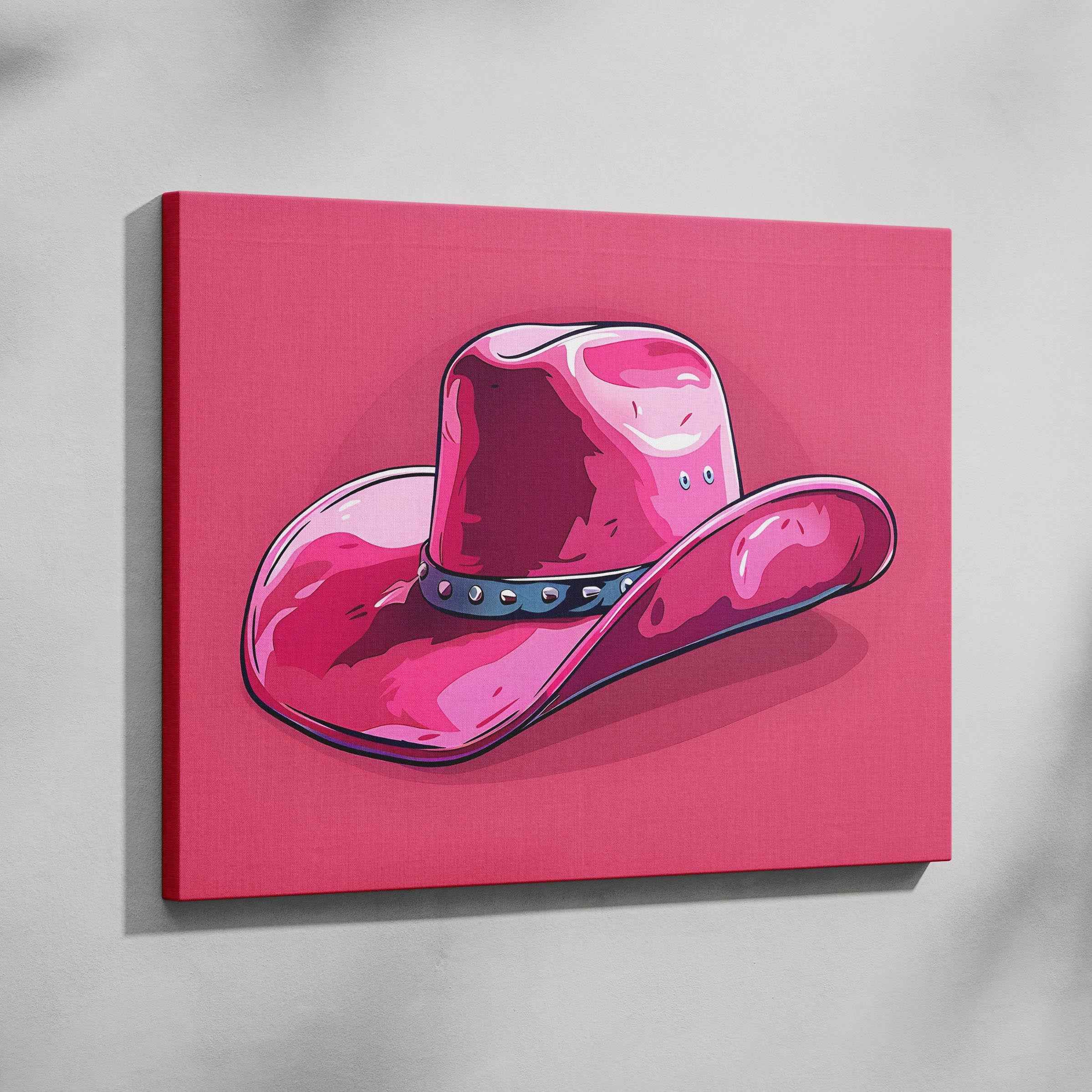 Bold Pink Cowboy Hat - Framed Canvas Wall Art Print | House Prints
