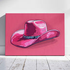 Bold Pink Cowboy Hat - Framed Canvas Wall Art Print | House Prints