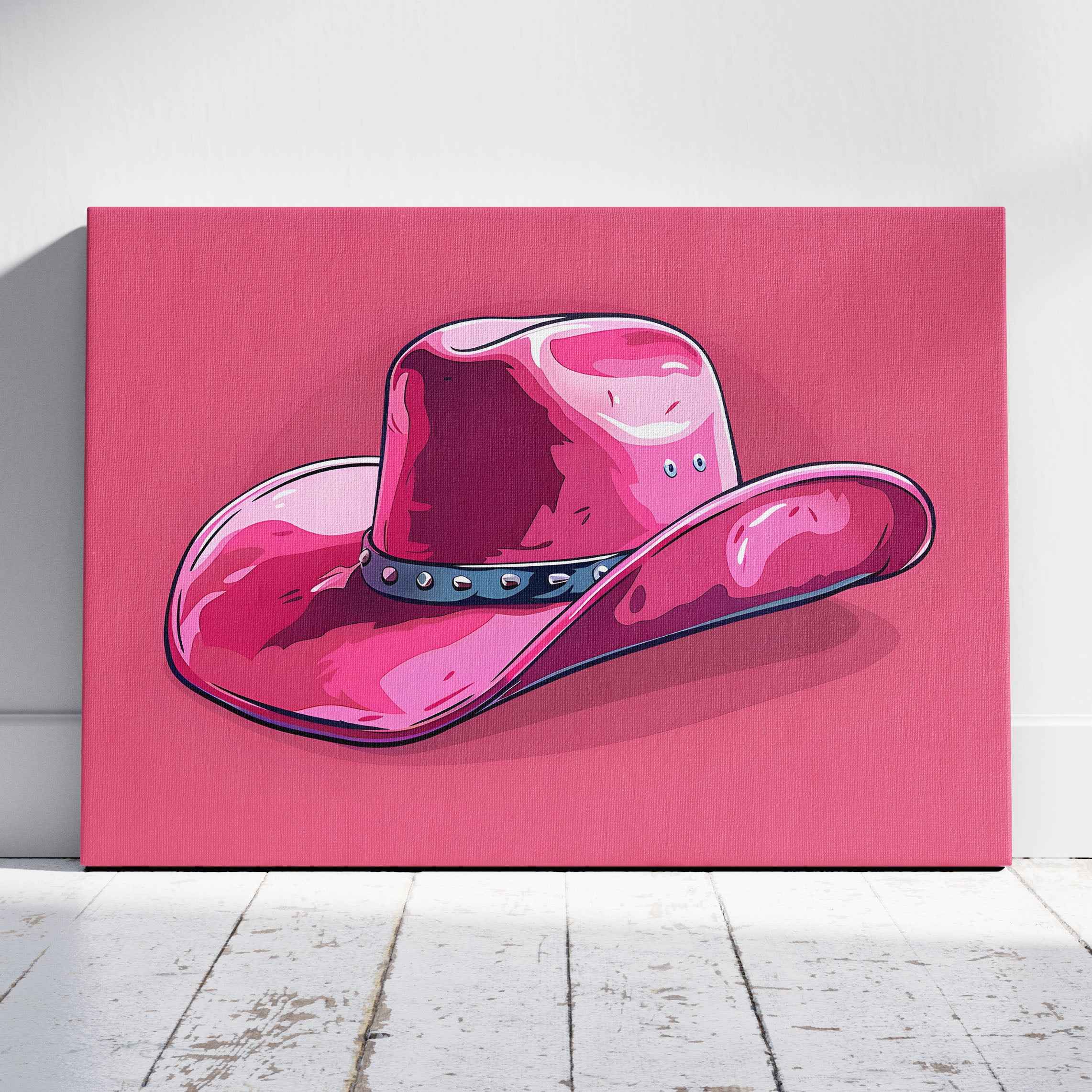 Bold Pink Cowboy Hat - Framed Canvas Wall Art Print | House Prints