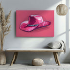 Bold Pink Cowboy Hat - Framed Canvas Wall Art Print | House Prints