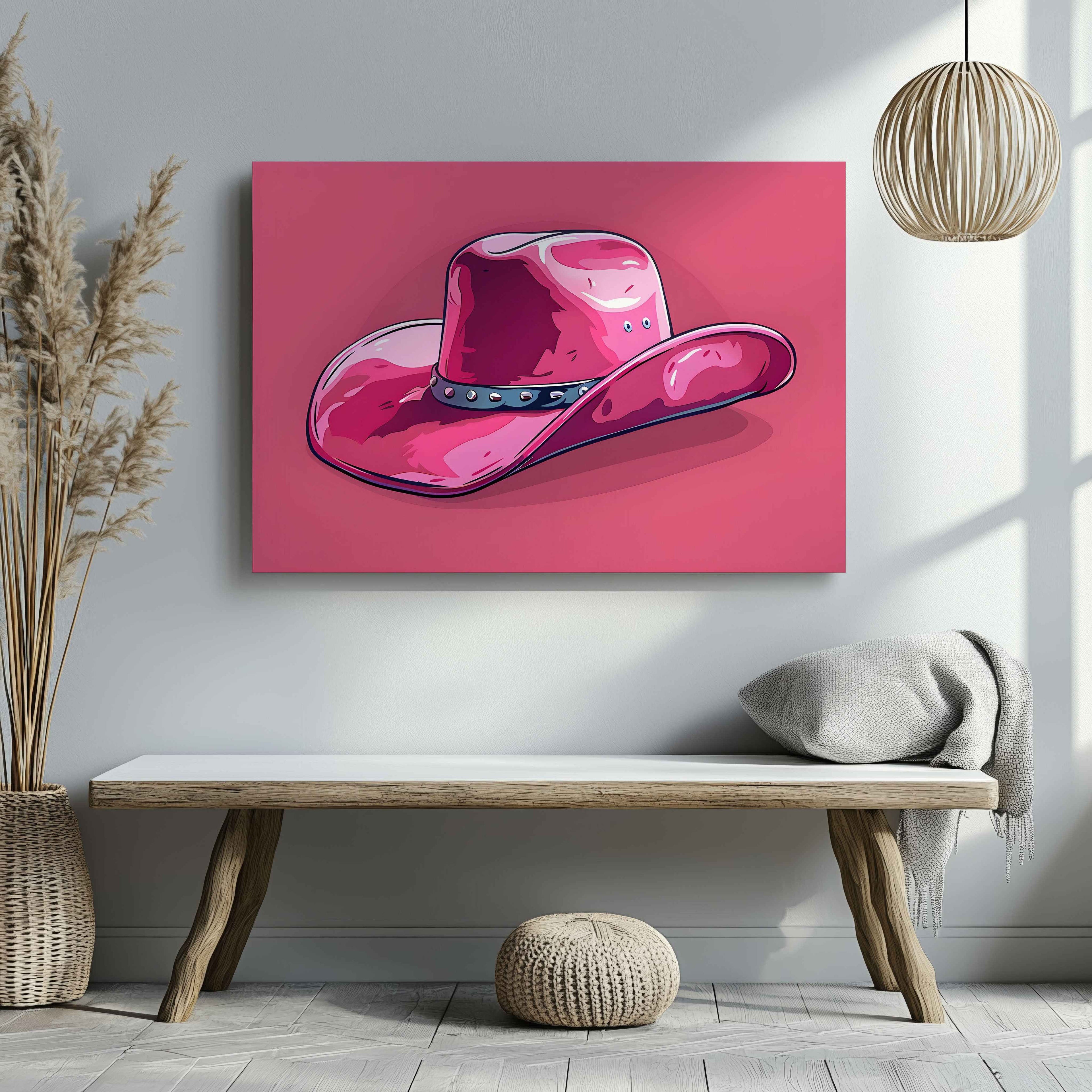 Bold Pink Cowboy Hat - Framed Canvas Wall Art Print | House Prints