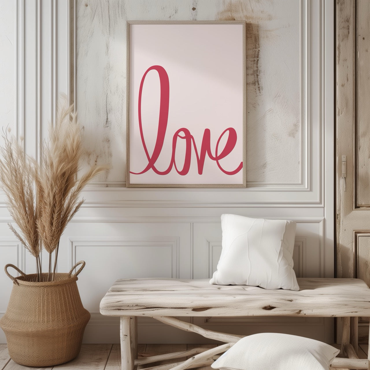 Bold Pink Love Typography Cursive - Rolled Poster Wall Art Print