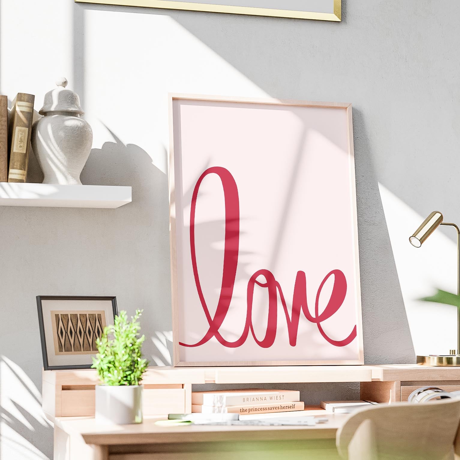 Bold Pink Love Typography Cursive - Rolled Poster Wall Art Print