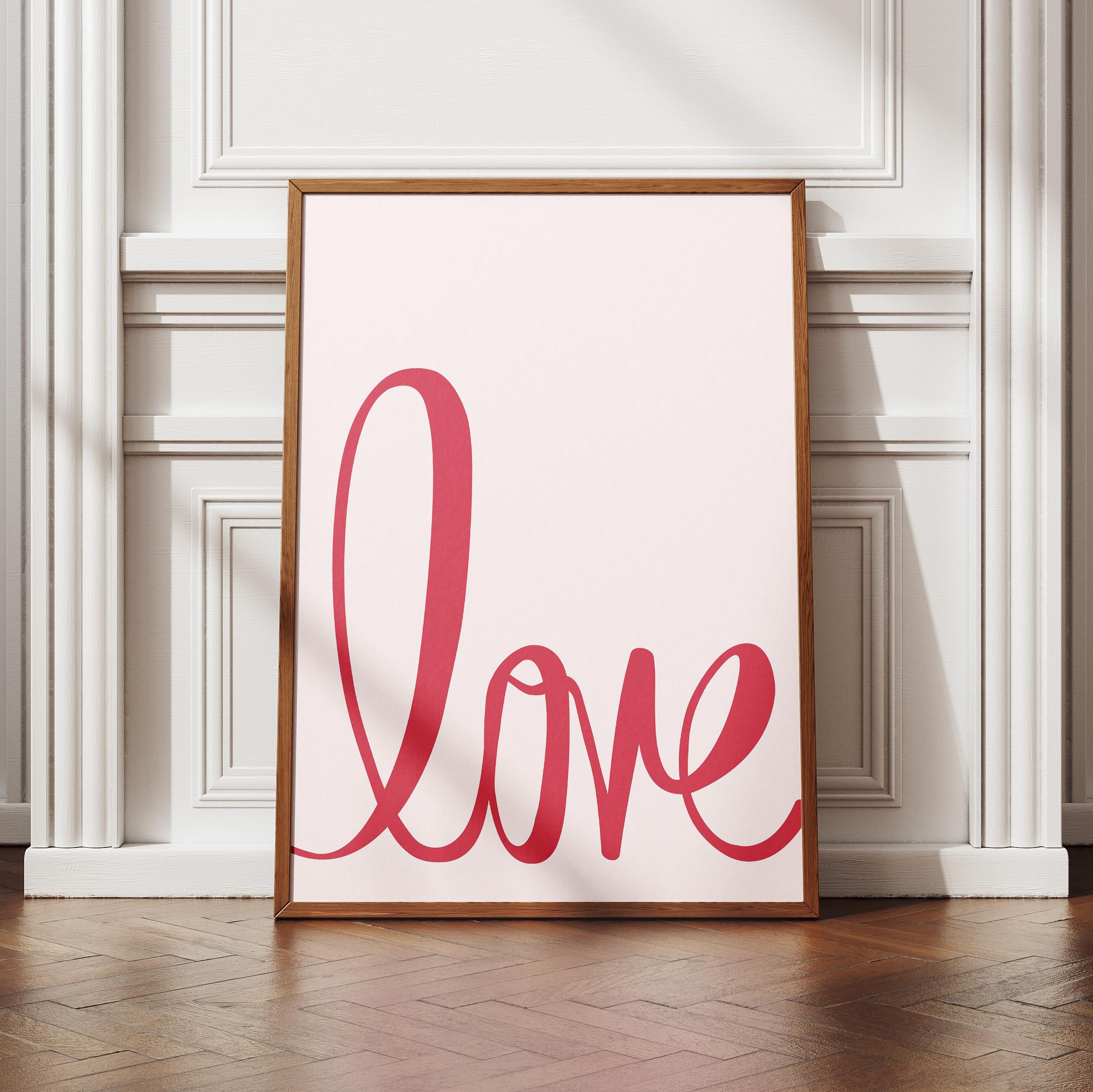 Bold Pink Love Typography Cursive - Rolled Poster Wall Art Print