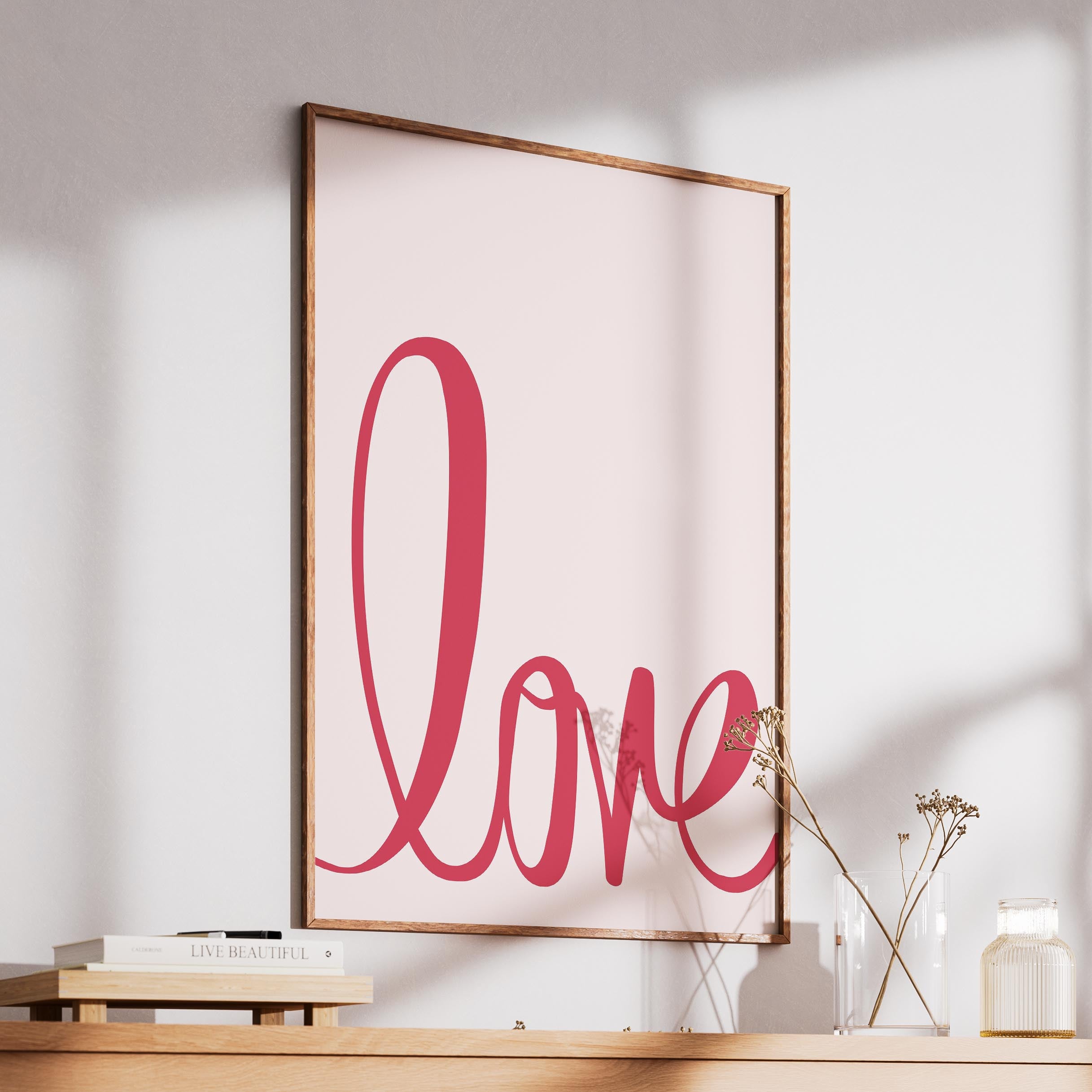 Bold Pink Love Typography Cursive - Rolled Poster Wall Art Print