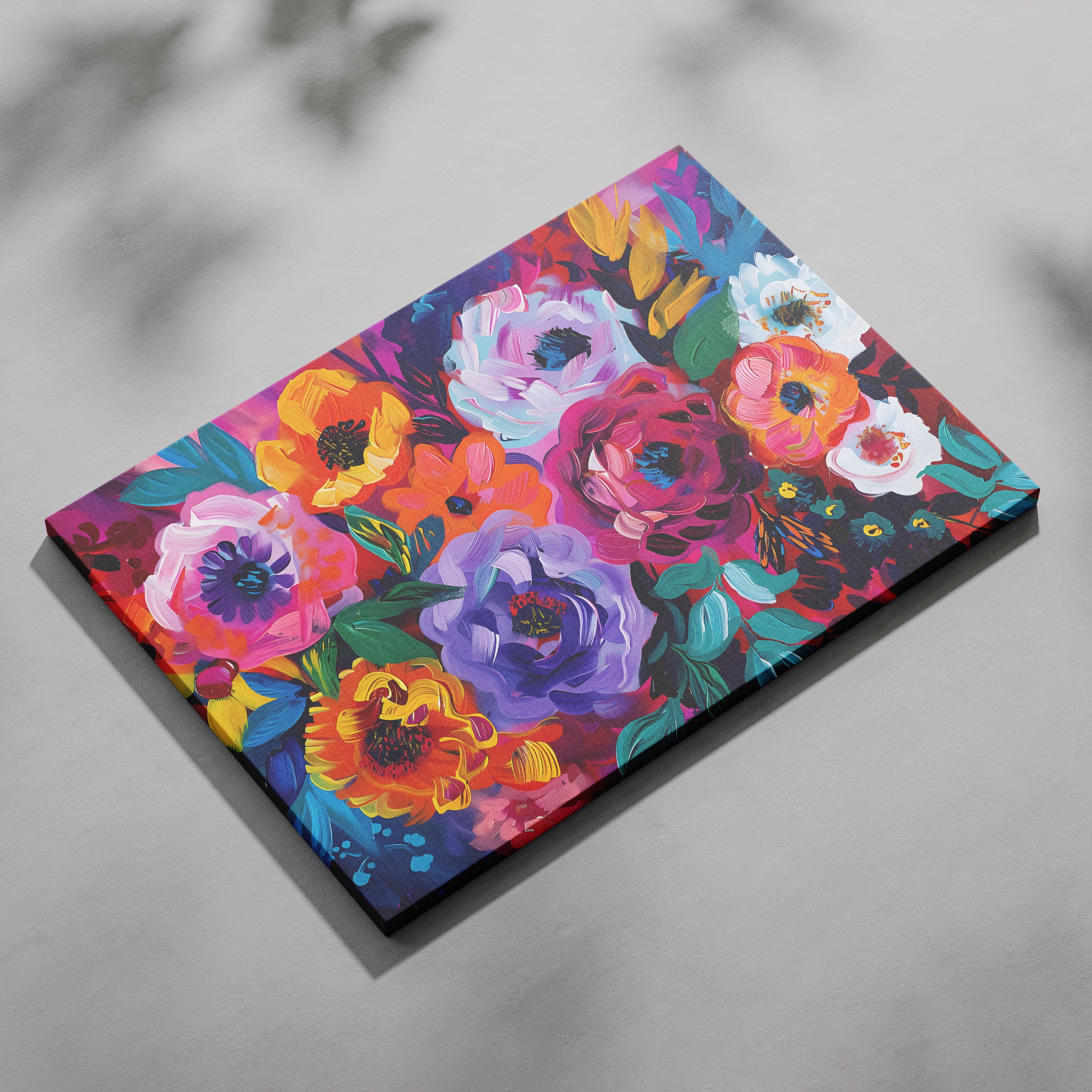 Bold Blooms in Vivid Hues - Framed Canvas Wall Art Print | House Prints