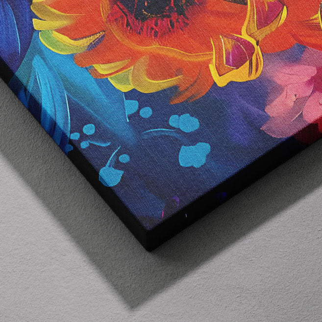 Bold Blooms in Vivid Hues - Framed Canvas Wall Art Print | House Prints