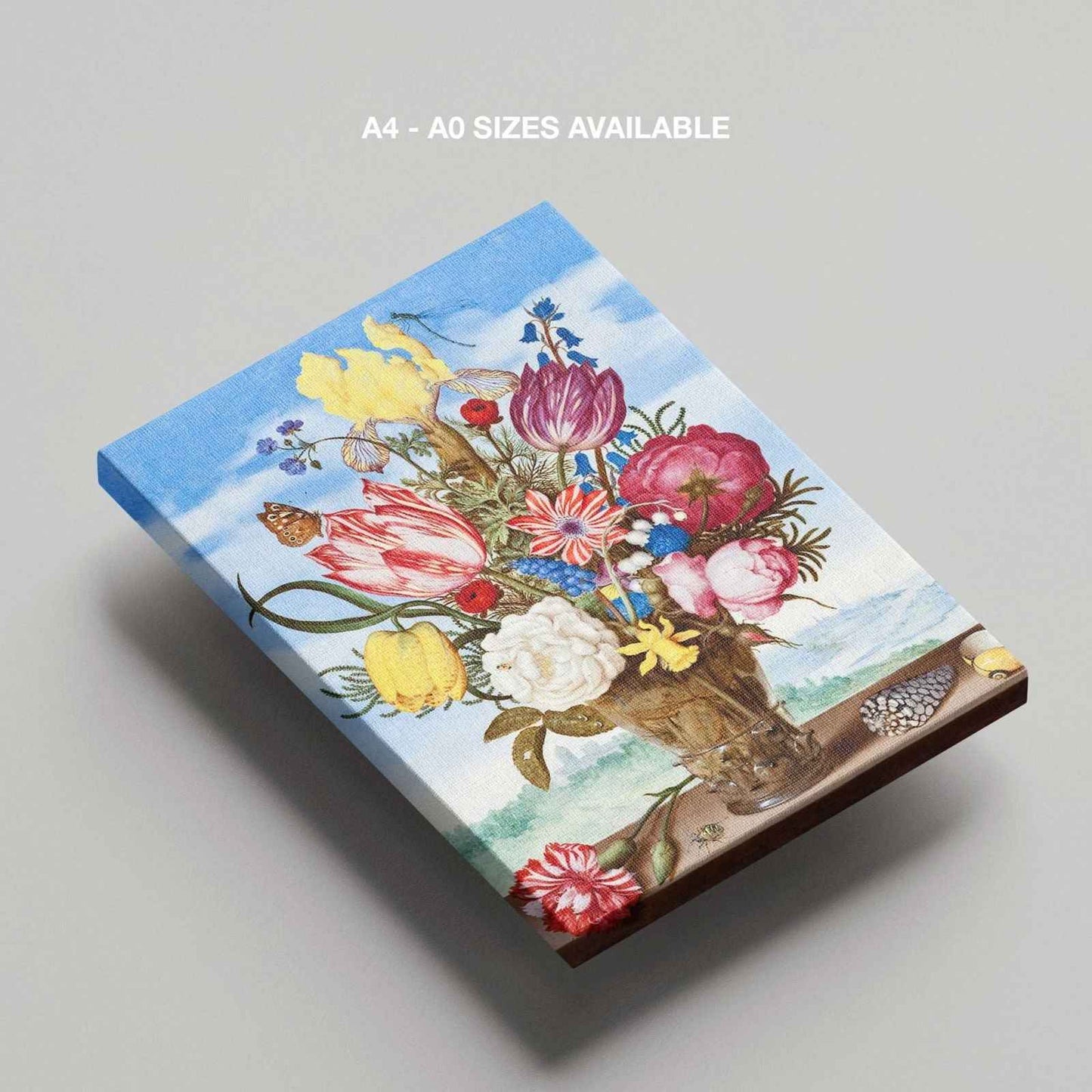 Bouquet of Flowers on a Ledge - Ambrosius Bosschaert - Framed Canvas Wall Art Print - House Prints