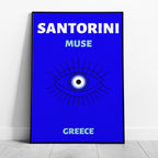 Bright Blue Santorini Greece World Travel Art - Rolled Poster Wall Art Print