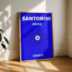 Bright Blue Santorini Greece World Travel Art - Rolled Poster Wall Art Print