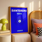 Bright Blue Santorini Greece World Travel Art - Rolled Poster Wall Art Print