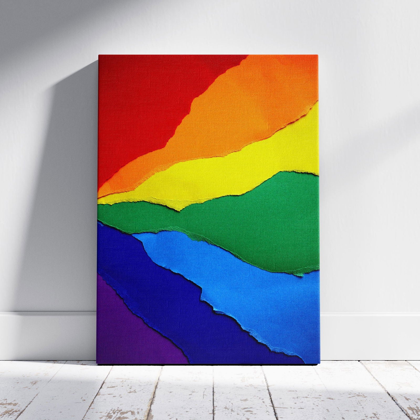 Bright Abstract Rainbow Colours - Framed Canvas Wall Art Print - House Prints