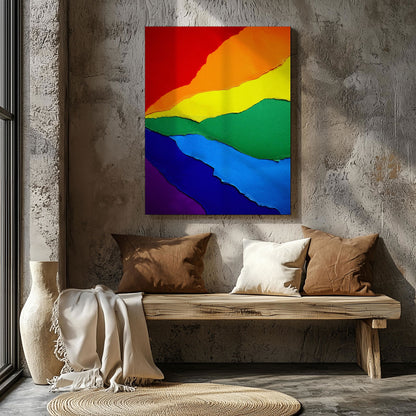 Bright Abstract Rainbow Colours - Framed Canvas Wall Art Print - House Prints