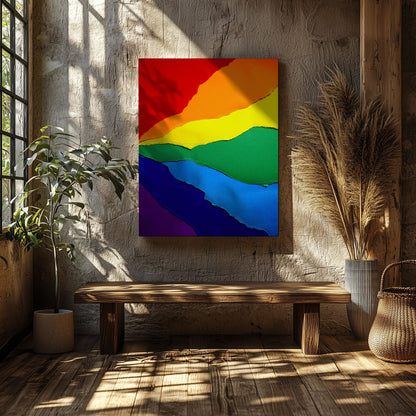 Bright Abstract Rainbow Colours - Framed Canvas Wall Art Print - House Prints