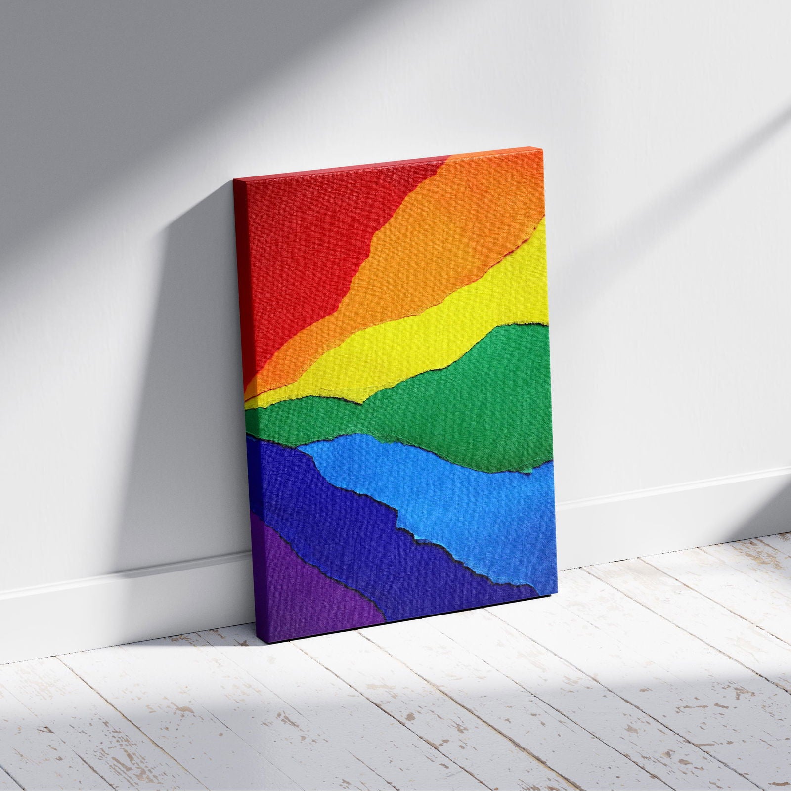 Bright Abstract Rainbow Colours - Framed Canvas Wall Art Print - House Prints