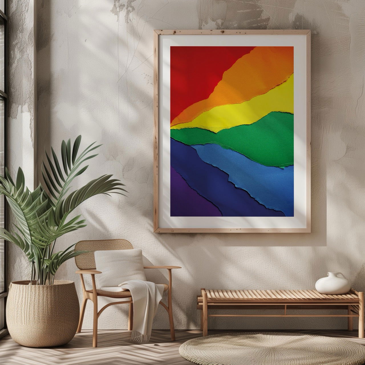 Bright Abstract Rainbow Colours - Rolled Poster Wall Art Print | House Prints