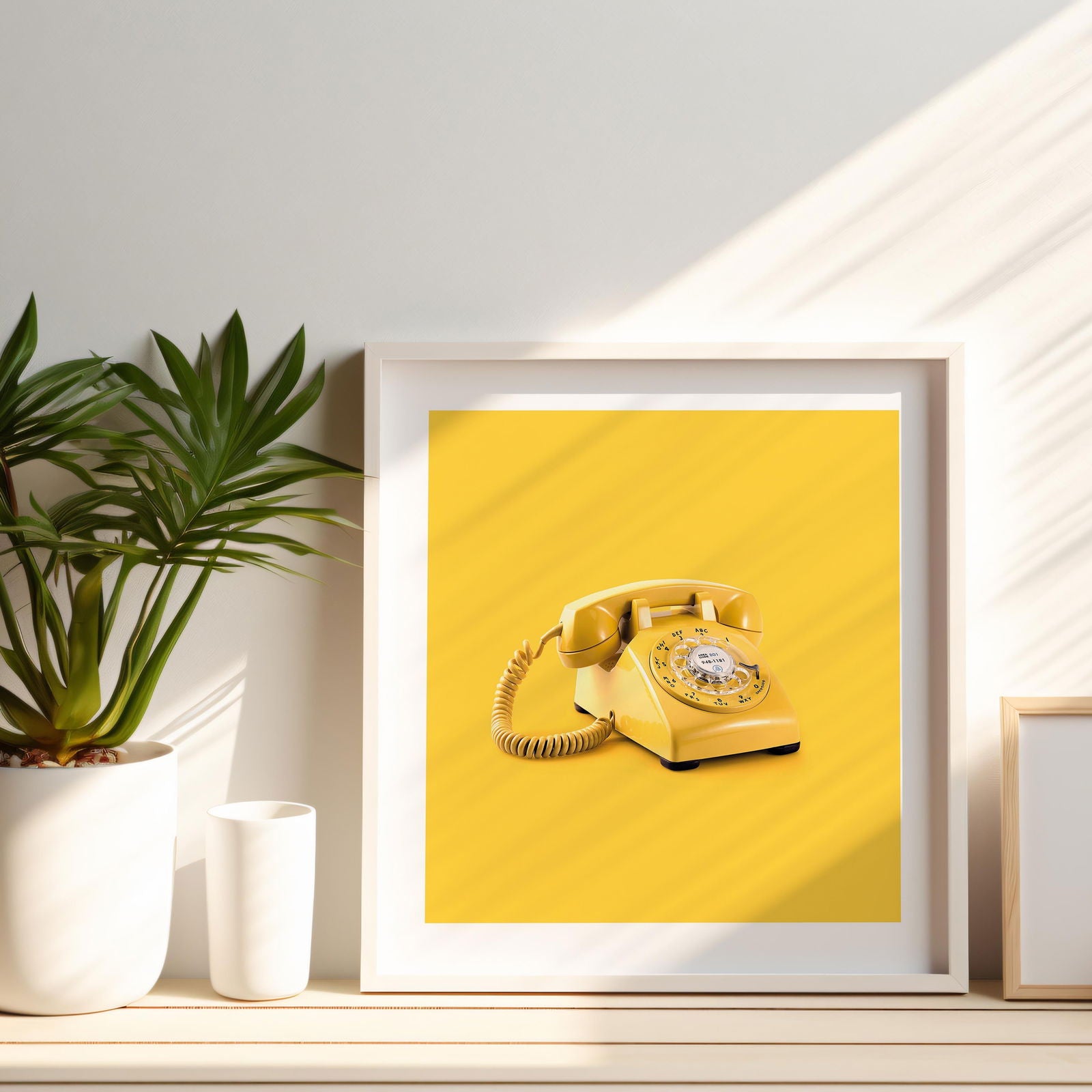 Retro Yellow Telephone Pop Art - Rolled Poster Wall Art Print | House Prints