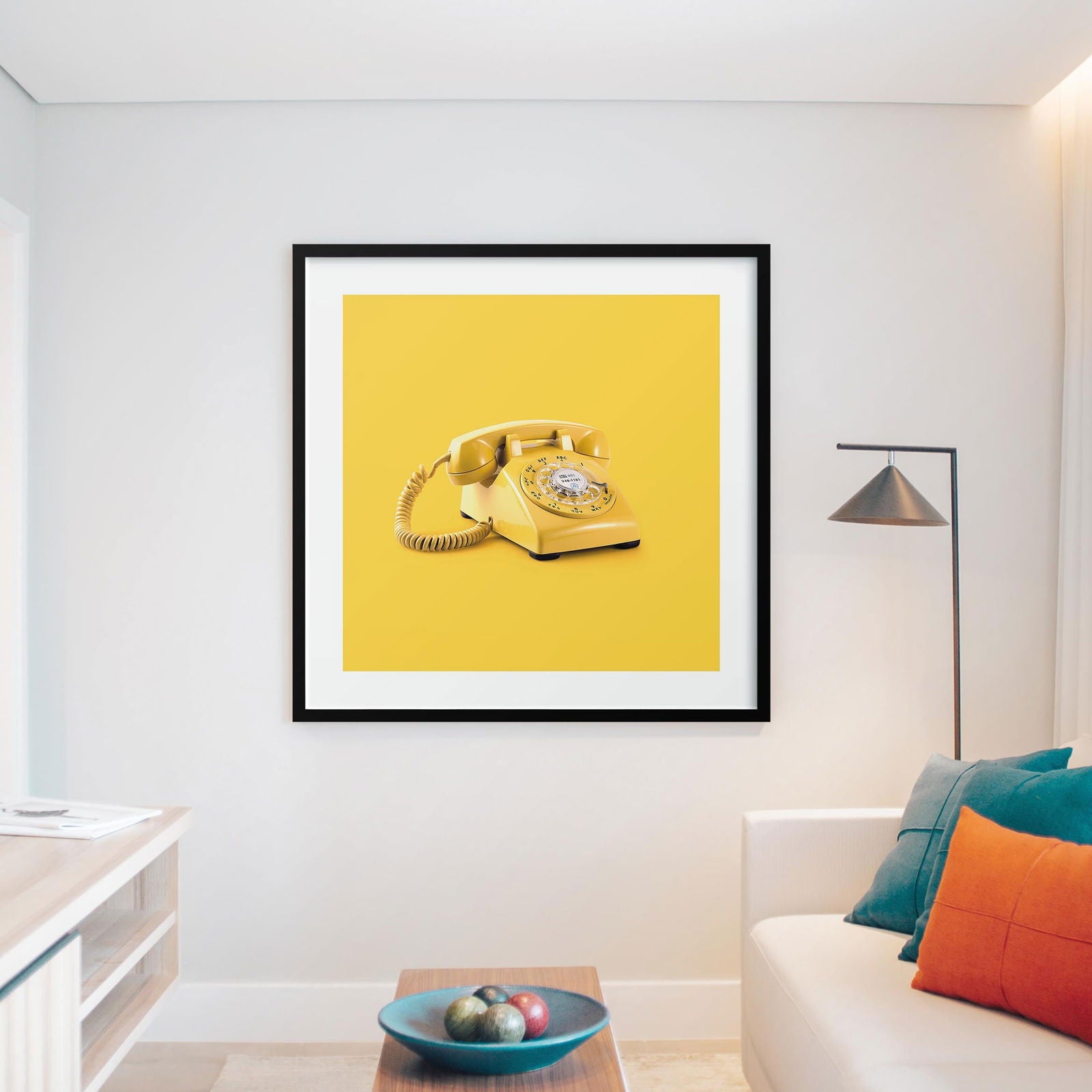 Retro Yellow Telephone Pop Art - Rolled Poster Wall Art Print | House Prints
