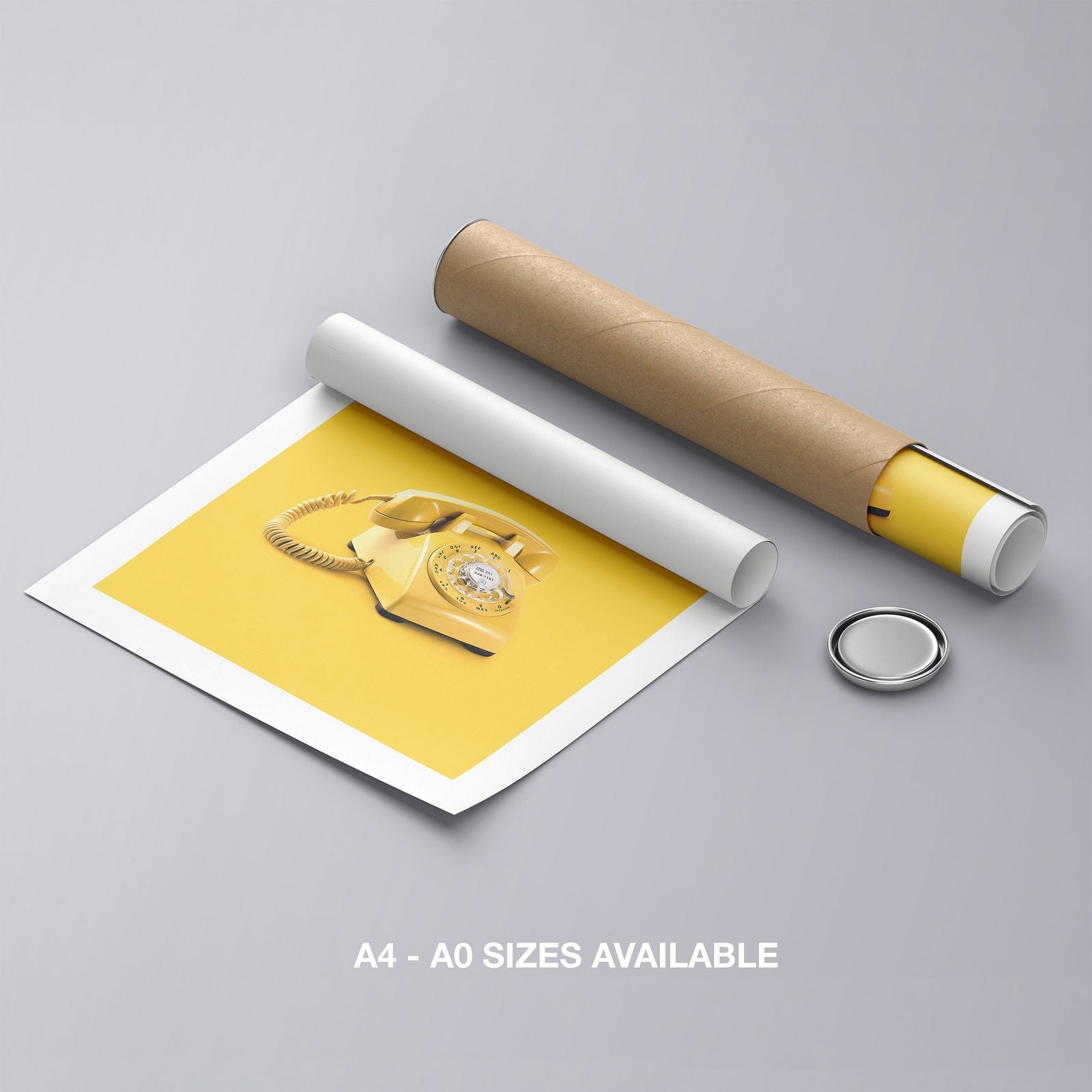 Retro Yellow Telephone Pop Art - Rolled Poster Wall Art Print | House Prints