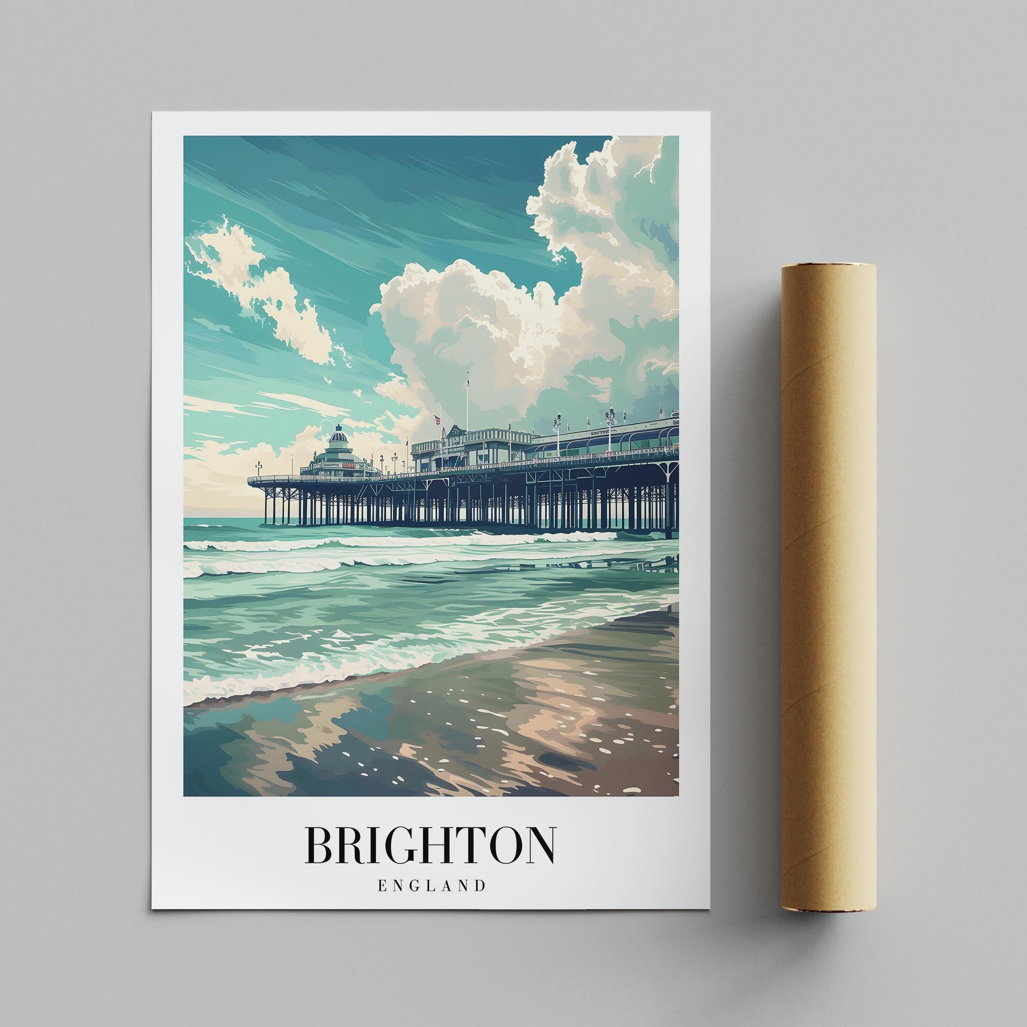 Brighton England UK City Travel Art - Rolled Poster Wall Art Print