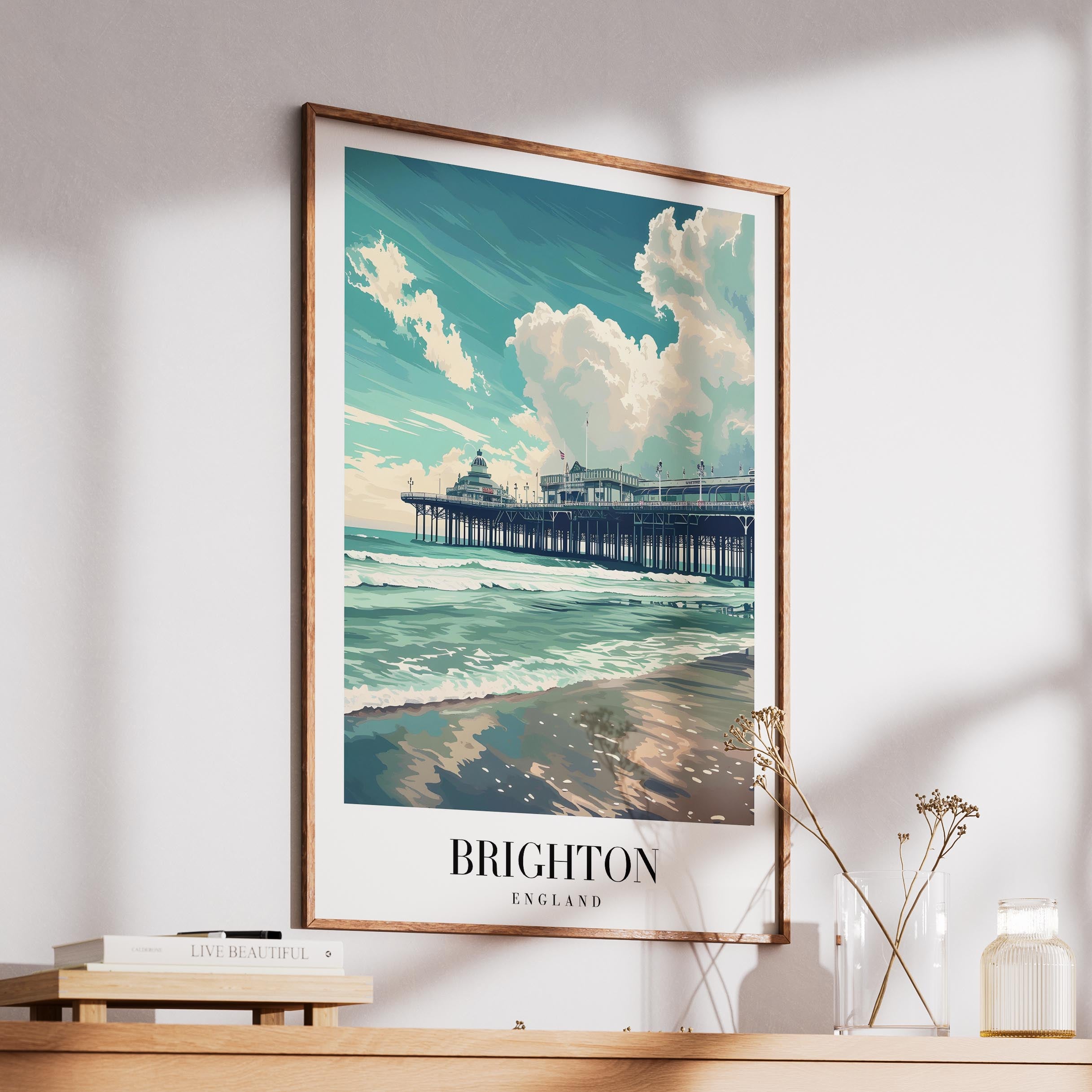 Brighton England UK City Travel Art - Rolled Poster Wall Art Print