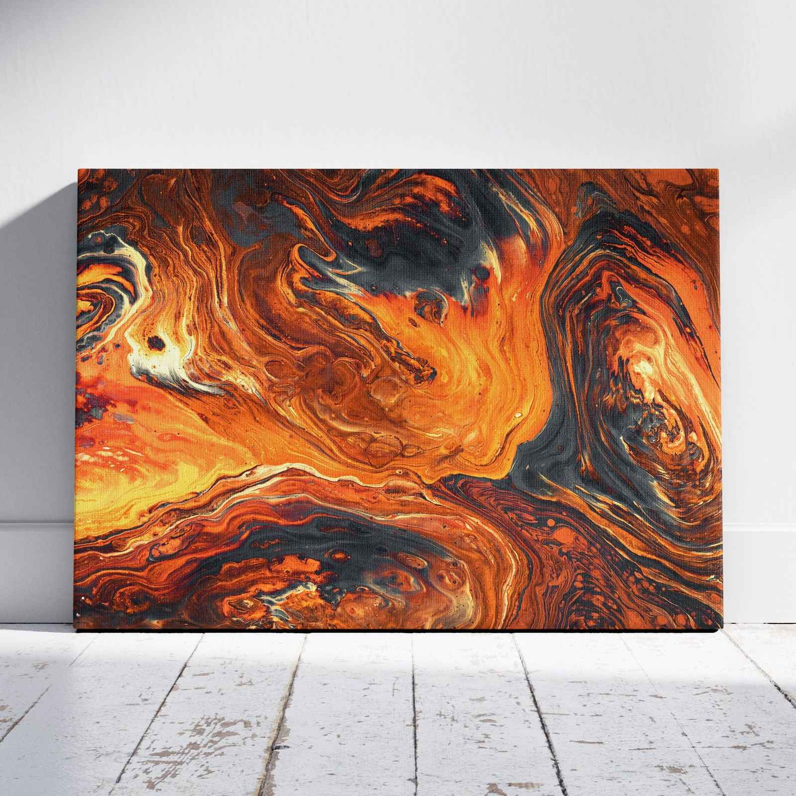 Burnt Orange Abstract Liquid Marble - Framed Canvas Wall Art Print - House Prints