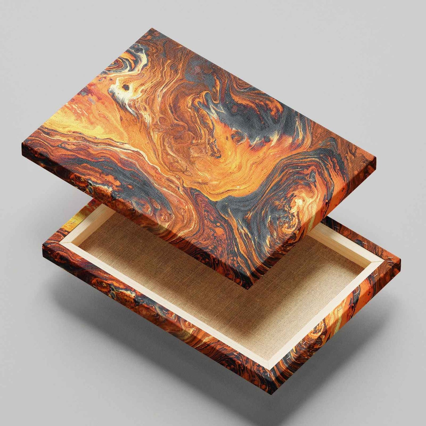 Burnt Orange Abstract Liquid Marble - Framed Canvas Wall Art Print - House Prints