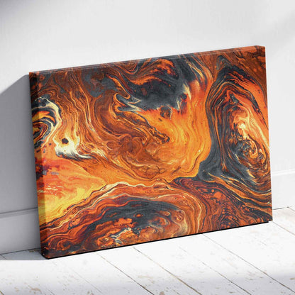 Burnt Orange Abstract Liquid Marble - Framed Canvas Wall Art Print - House Prints