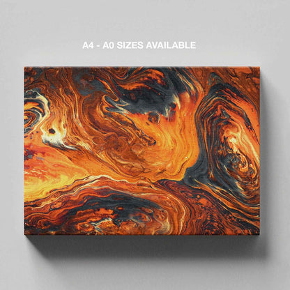 Burnt Orange Abstract Liquid Marble - Framed Canvas Wall Art Print - House Prints