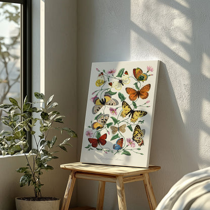Butterfly and Moth - Paul Gervais - Framed Canvas Wall Art Print - House Prints