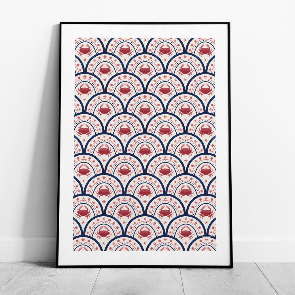 Crab Scallop Pattern - Seta Zakian - Rolled Poster Wall Art Print