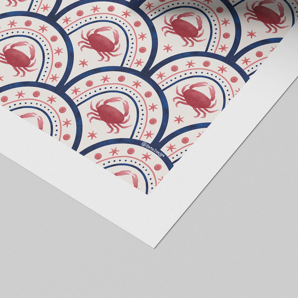Crab Scallop Pattern - Seta Zakian - Rolled Poster Wall Art Print