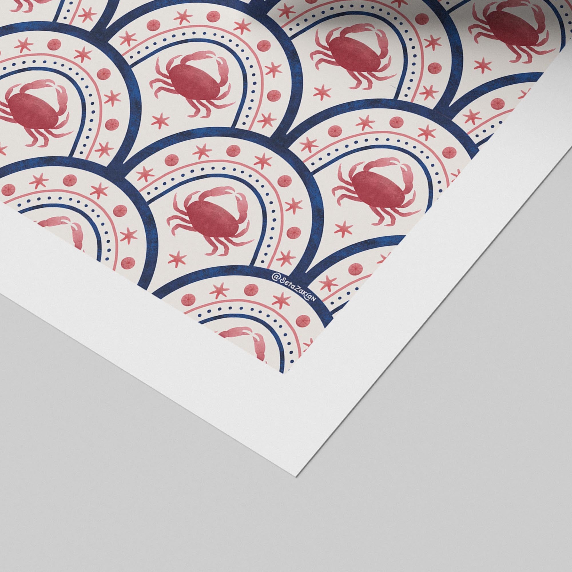 Crab Scallop Pattern - Seta Zakian - Rolled Poster Wall Art Print