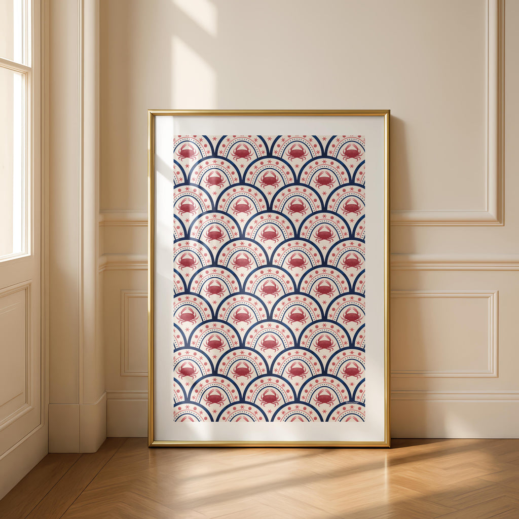 Crab Scallop Pattern - Seta Zakian - Rolled Poster Wall Art Print