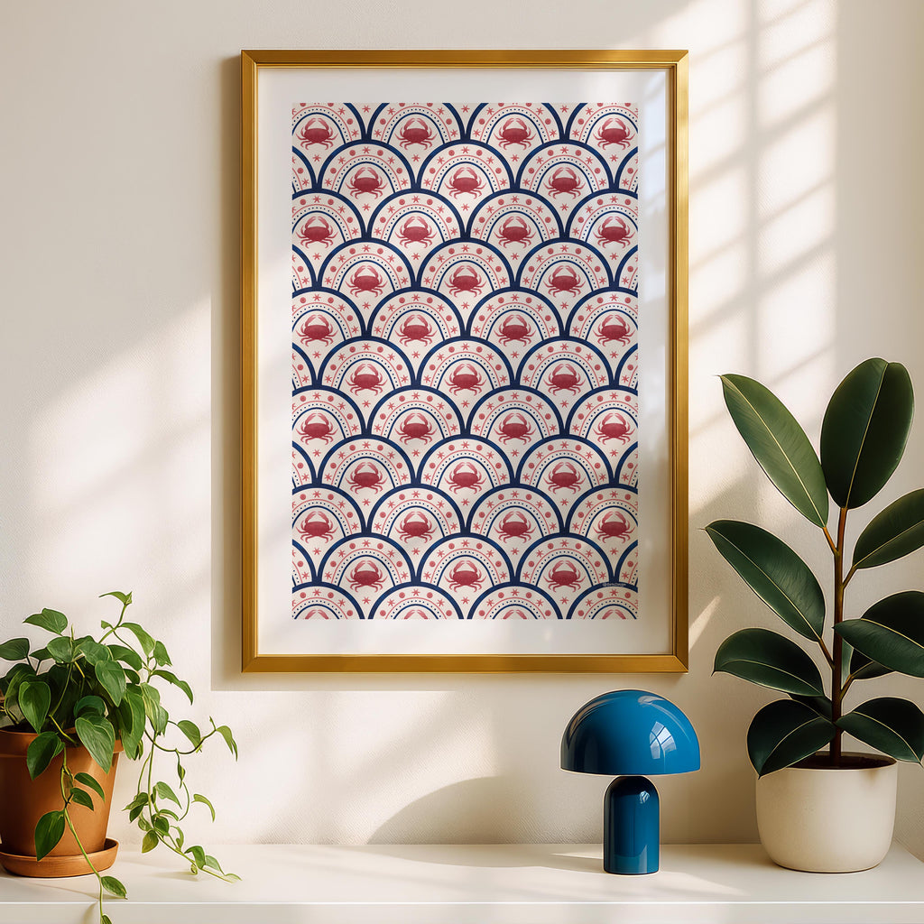 Crab Scallop Pattern - Seta Zakian - Rolled Poster Wall Art Print