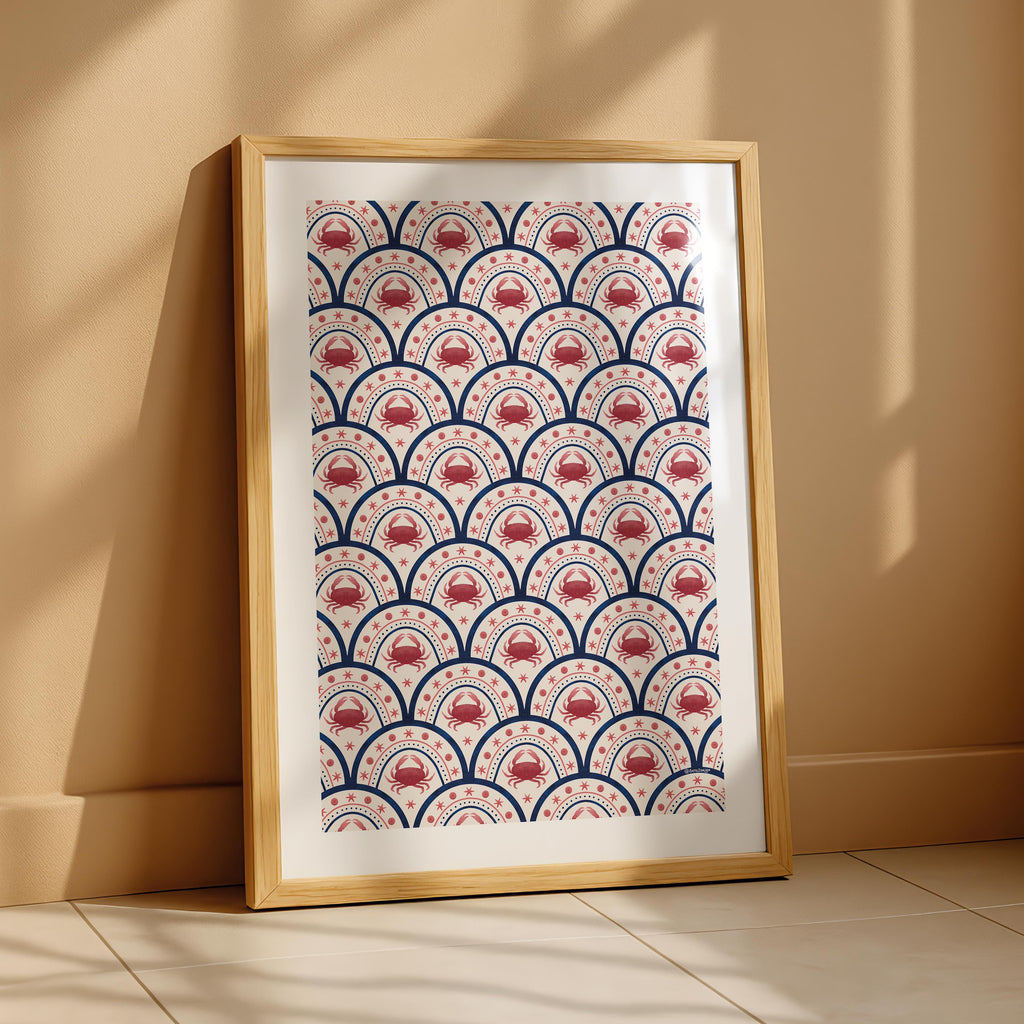 Crab Scallop Pattern - Seta Zakian - Rolled Poster Wall Art Print