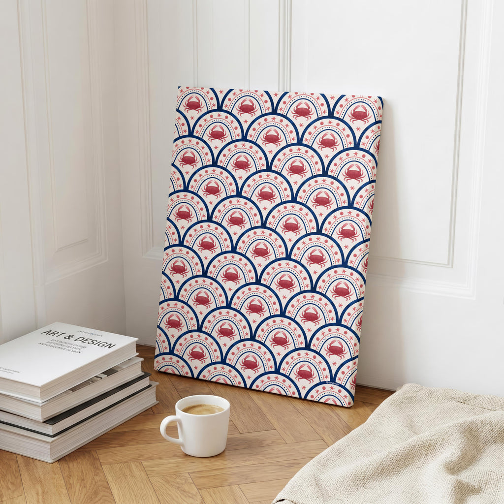 Crab Scallop Pattern - Seta Zakian - Framed Canvas Wall Art Print