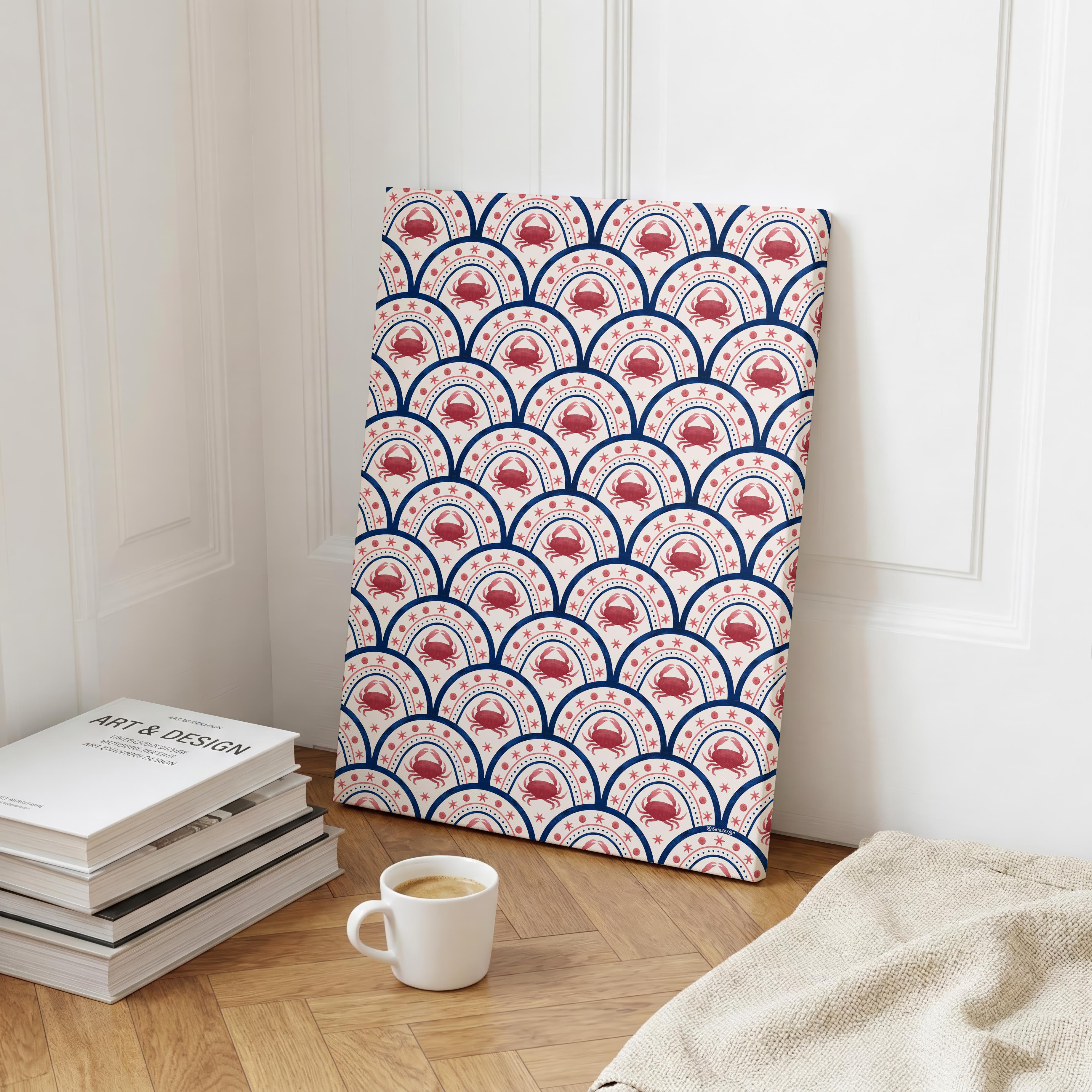 Crab Scallop Pattern - Seta Zakian - Framed Canvas Wall Art Print