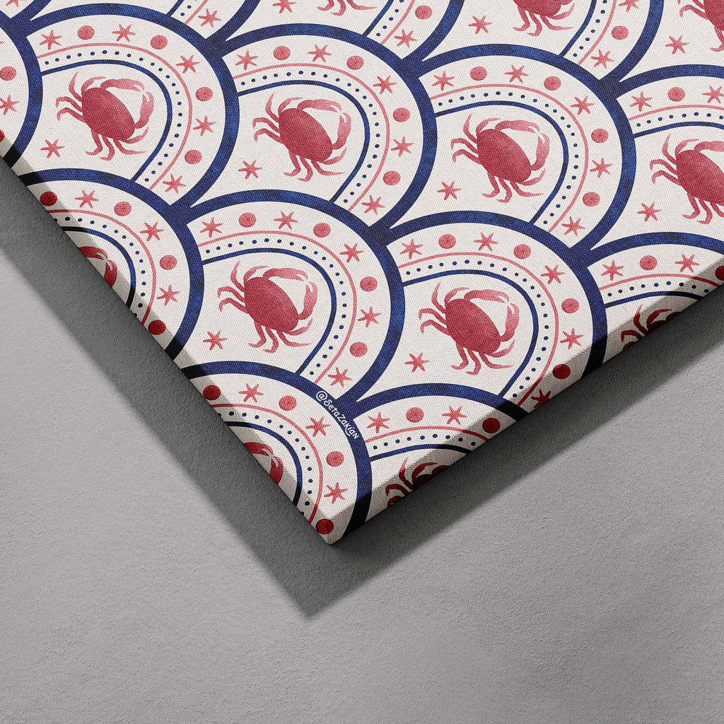 Crab Scallop Pattern - Seta Zakian - Framed Canvas Wall Art Print