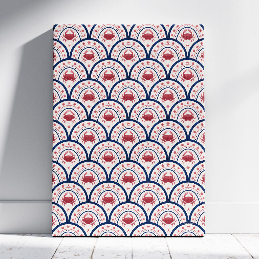 Crab Scallop Pattern - Seta Zakian - Framed Canvas Wall Art Print