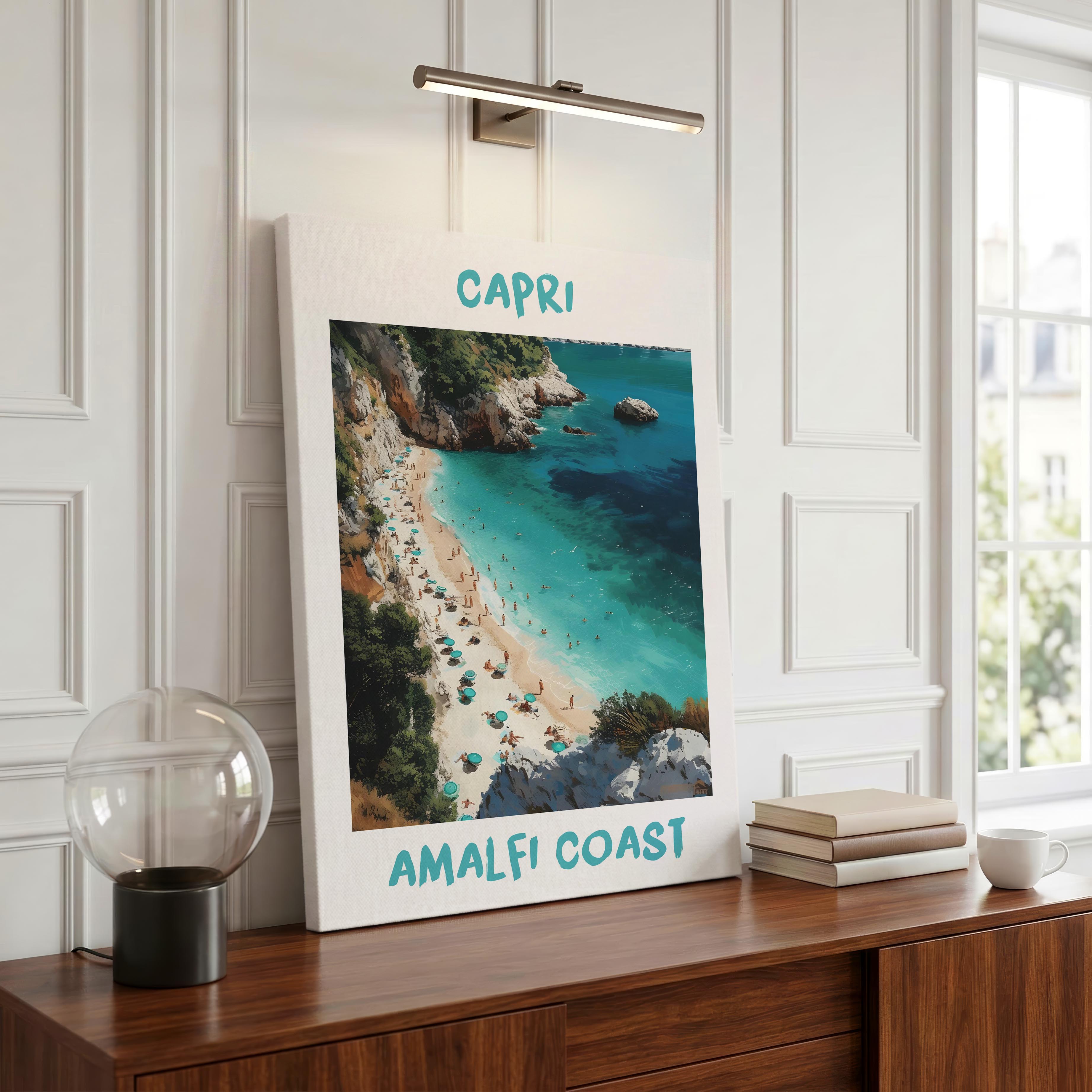 Capri Amalfi Coast World Travel Art - Framed Canvas Wall Art Print