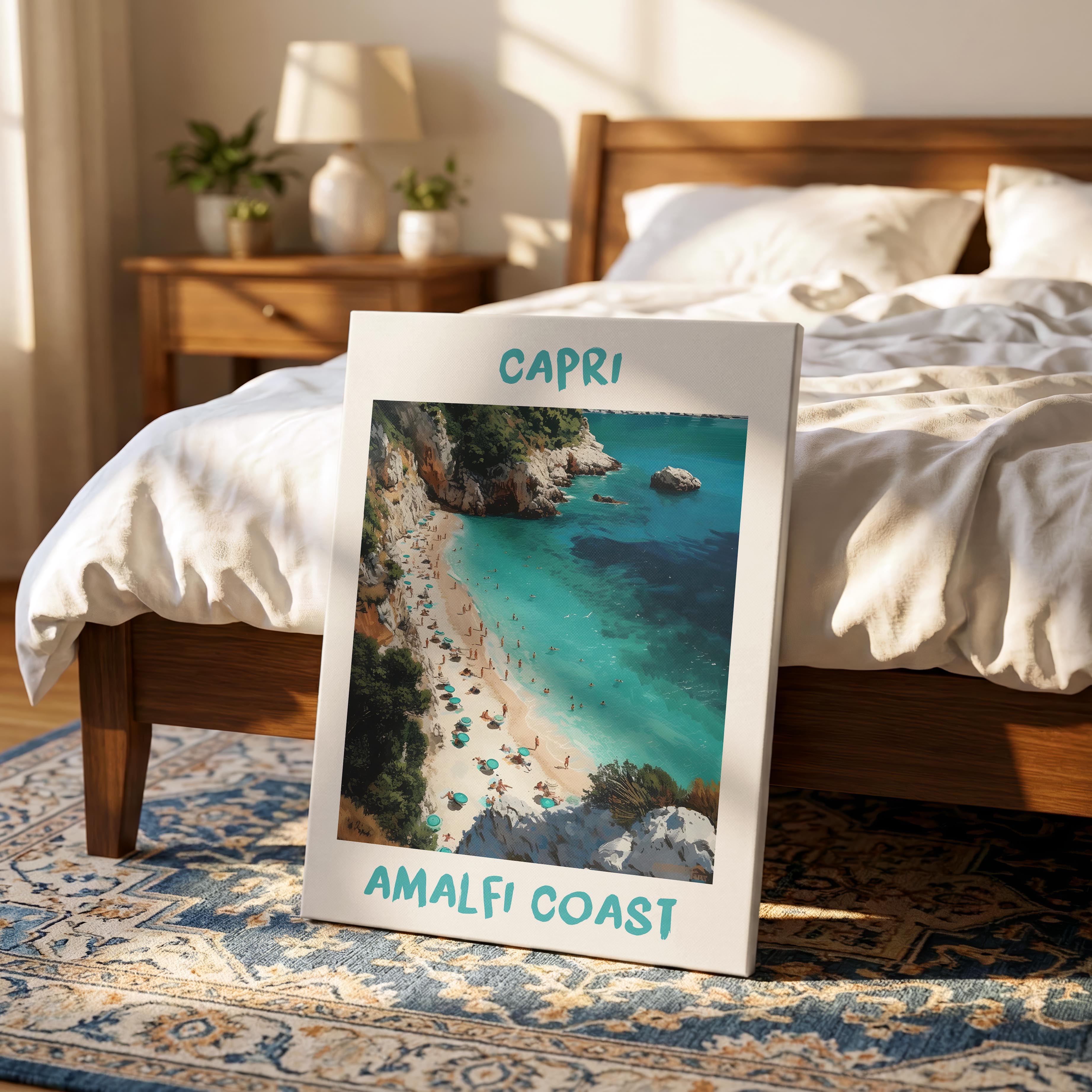 Capri Amalfi Coast World Travel Art - Framed Canvas Wall Art Print